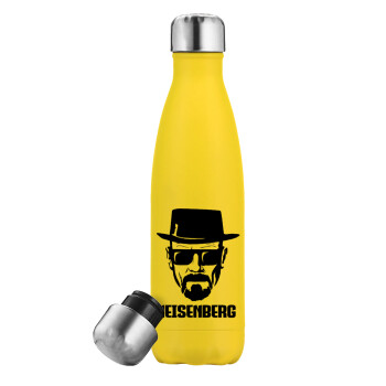 Heisenberg breaking bad, Μεταλλικό παγούρι θερμός Κίτρινος (Stainless steel), διπλού τοιχώματος, 500ml