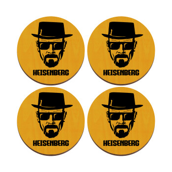 Heisenberg breaking bad, ΣΕΤ x4 Σουβέρ ξύλινα στρογγυλά plywood (9cm)