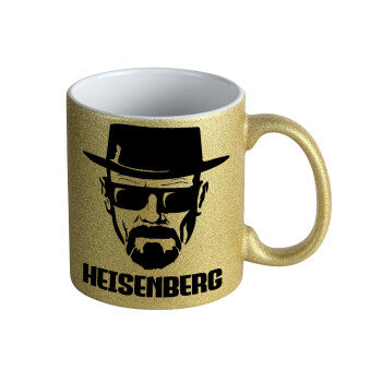 Heisenberg breaking bad, Κούπα Χρυσή Glitter που γυαλίζει, κεραμική, 330ml