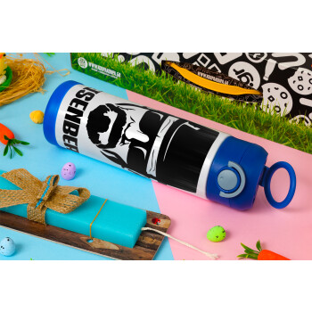 Heisenberg breaking bad, Easter candle, Childrens hot water bottle, stainless steel, with safety straw, BLUE (500ml)