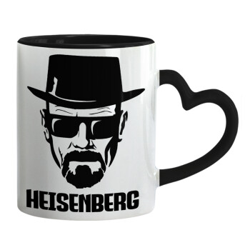 Heisenberg breaking bad, Κούπα καρδιά χερούλι μαύρη, κεραμική, 330ml