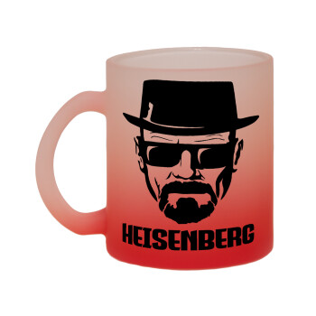 Heisenberg breaking bad, Κούπα γυάλινη δίχρωμη με βάση το κόκκινο ματ, 330ml