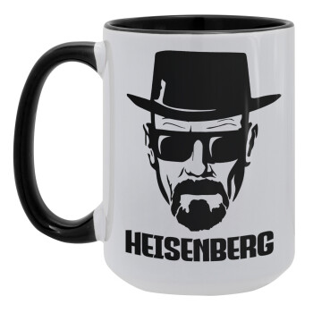 Heisenberg breaking bad, Κούπα Mega 15oz, κεραμική Μαύρη, 450ml