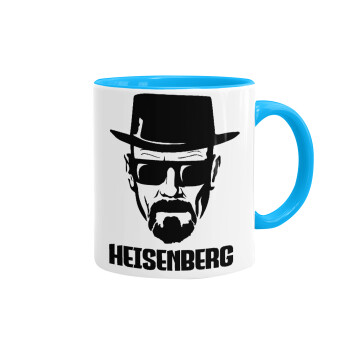 Heisenberg breaking bad, Κούπα χρωματιστή γαλάζια, κεραμική, 330ml