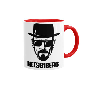 Heisenberg breaking bad, Κούπα χρωματιστή κόκκινη, κεραμική, 330ml