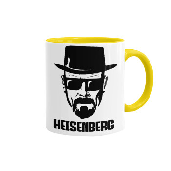 Heisenberg breaking bad, Κούπα χρωματιστή κίτρινη, κεραμική, 330ml