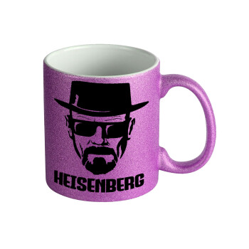 Heisenberg breaking bad, Κούπα Μωβ Glitter που γυαλίζει, κεραμική, 330ml