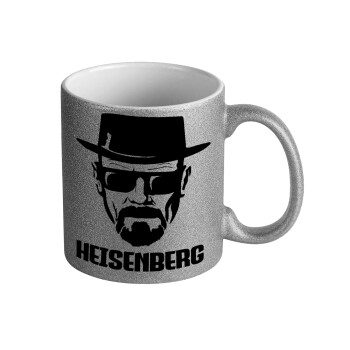 Heisenberg breaking bad, Κούπα Ασημένια Glitter που γυαλίζει, κεραμική, 330ml