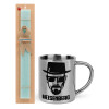 Easter Set, metallic thermal cup (300ml) & aromatic flat Easter candle (30cm) (TURQUOISE)