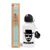 Easter Set, metallic aluminum water bottle (500ml) & scented flat candle (30cm) (TURQUOISE)