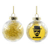 Transparent Christmas tree ball ornament with gold filling 8cm
