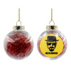 Transparent Christmas tree ball ornament with red filling 8cm