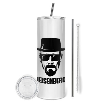 Heisenberg breaking bad, Tumbler ποτήρι θερμό από ανοξείδωτο ατσάλι 600ml, με μεταλλικό καλαμάκι & βούρτσα καθαρισμού