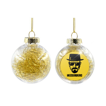 Heisenberg breaking bad, Χριστουγεννιάτικη μπάλα δένδρου διάφανη με χρυσό γέμισμα 8cm