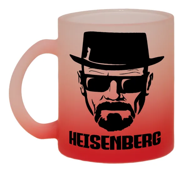 Heisenberg breaking bad — Κούπα γυάλινη δίχρωμη με βάση το κόκκινο ματ, 330ml