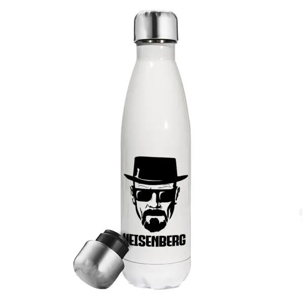 Heisenberg breaking bad — Μεταλλικό παγούρι θερμός Λευκό (Stainless steel), διπλού τοιχώματος, 500ml