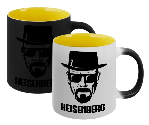 Heisenberg breaking bad — Κούπα Μαγική εσωτερικό κίτρινη, κεραμική 330ml που αλλάζει χρώμα με το ζεστό ρόφημα