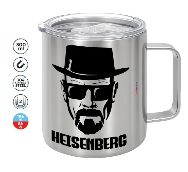 Heisenberg breaking bad — Double-walled stainless steel mug 300ml with temperature-retaining lid