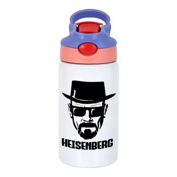 Heisenberg breaking bad, Παιδικό παγούρι θερμό, ανοξείδωτο, με καλαμάκι ασφαλείας, ροζ/μωβ (350ml)