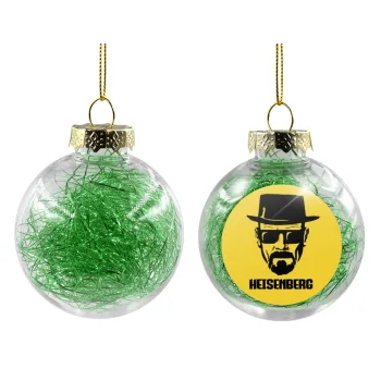 Heisenberg breaking bad, Transparent Christmas tree ball ornament with green filling 8cm
