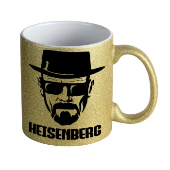 Heisenberg breaking bad, Κούπα Χρυσή Glitter που γυαλίζει, κεραμική, 330ml