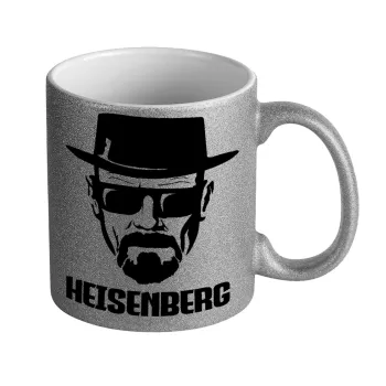 Heisenberg breaking bad, Κούπα Ασημένια Glitter που γυαλίζει, κεραμική, 330ml