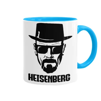 Heisenberg breaking bad, Κούπα χρωματιστή γαλάζια, κεραμική, 330ml