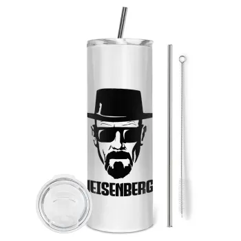 Heisenberg breaking bad, Tumbler ποτήρι θερμό από ανοξείδωτο ατσάλι 600ml, με μεταλλικό καλαμάκι & βούρτσα καθαρισμού