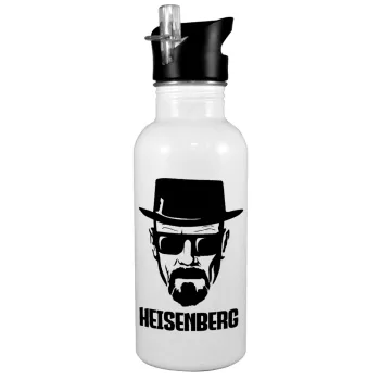 Heisenberg breaking bad, Παγούρι νερού Λευκό με καλαμάκι, ανοξείδωτο ατσάλι 600ml