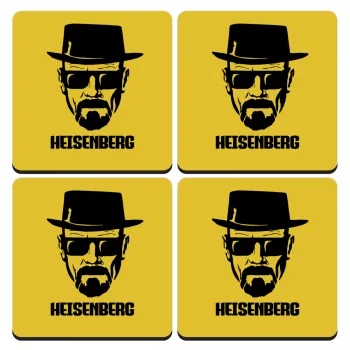 Heisenberg breaking bad, ΣΕΤ 4 Σουβέρ ξύλινα τετράγωνα (9cm)