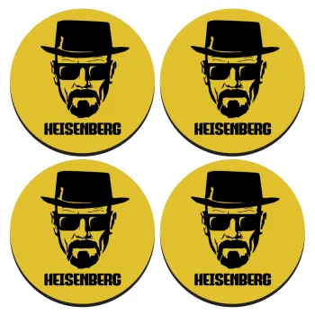 Heisenberg breaking bad, ΣΕΤ 4 Σουβέρ ξύλινα στρογγυλά (9cm)