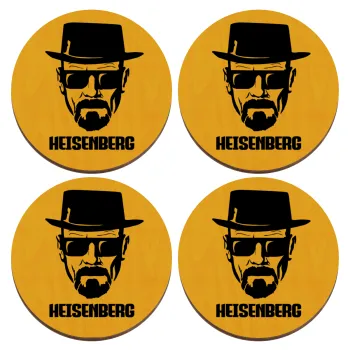 Heisenberg breaking bad, ΣΕΤ x4 Σουβέρ ξύλινα στρογγυλά plywood (9cm)