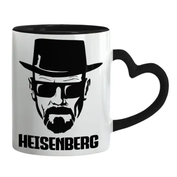 Heisenberg breaking bad, Κούπα καρδιά χερούλι μαύρη, κεραμική, 330ml