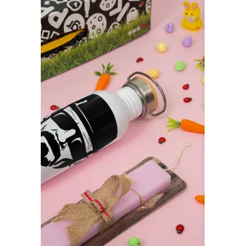 Heisenberg breaking bad, Πασχαλινή Λαμπάδα με παγούρι μεταλλικό (620ml, stainless steel) & κερί αρωματικό πλακέ (30cm) (ΡΟΖ)