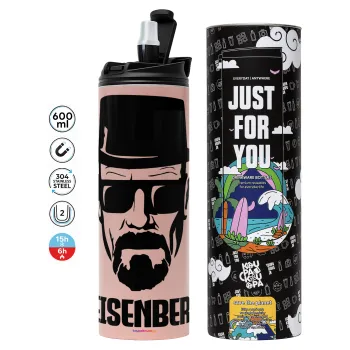 Heisenberg breaking bad, Tumbler stainless steel PINK 600ml