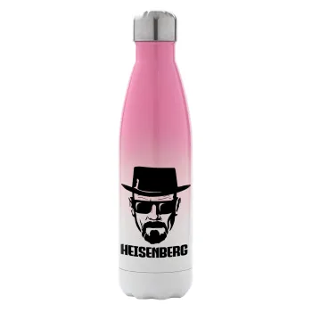 Heisenberg breaking bad, Metal mug thermos Pink/White (Stainless steel), double wall, 500ml
