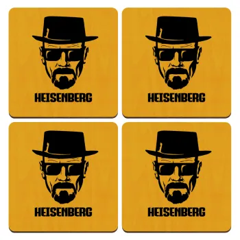 Heisenberg breaking bad, ΣΕΤ x4 Σουβέρ ξύλινα τετράγωνα plywood (9cm)