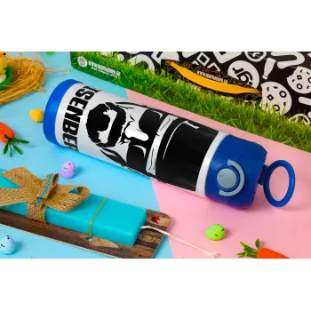 Heisenberg breaking bad, Πασχαλινή Λαμπάδα με Παιδικό παγούρι θερμό, ανοξείδωτο, με καλαμάκι ασφαλείας, ΜΠΛΕ (500ml)