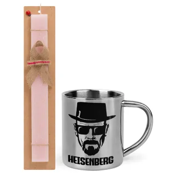 Heisenberg breaking bad, Easter Set, metallic thermal cup (300ml) & aromatic flat Easter candle (30cm) (PINK)