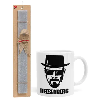 Heisenberg breaking bad, Πασχαλινή Λαμπάδα με Κούπα κεραμική (330ml) & κερί αρωματικό πλακέ (30cm) (ΓΚΡΙ)