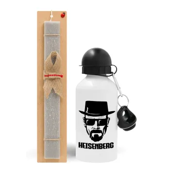 Heisenberg breaking bad, Easter Set, metallic aluminum water bottle (500ml) & aromatic flat Easter candle (30cm) (GRAY)