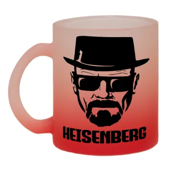 Heisenberg breaking bad, Κούπα γυάλινη δίχρωμη με βάση το κόκκινο ματ, 330ml