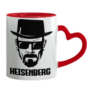 Heisenberg breaking bad, Mug heart red handle, ceramic, 330ml