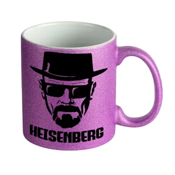Heisenberg breaking bad, Κούπα Μωβ Glitter που γυαλίζει, κεραμική, 330ml
