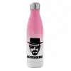 Metal mug thermos Pink/White (Stainless steel), double wall, 500ml