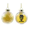 Transparent Christmas tree ball ornament with gold filling 8cm