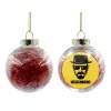Transparent Christmas tree ball ornament with red filling 8cm