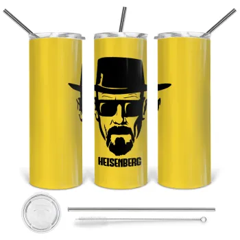 Heisenberg breaking bad, Tumbler ποτήρι θερμό από ανοξείδωτο ατσάλι 600ml, με μεταλλικό καλαμάκι & βούρτσα καθαρισμού