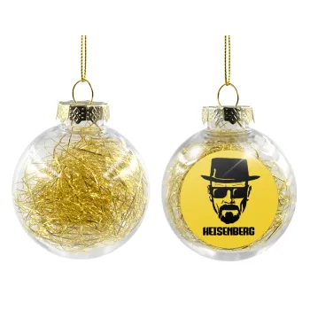 Heisenberg breaking bad, Transparent Christmas tree ball ornament with gold filling 8cm
