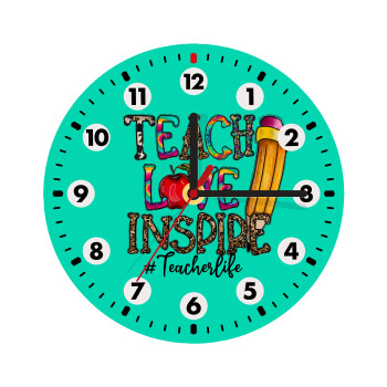 Teach, Love, Inspire, Ρολόι τοίχου ξύλινο (20cm)
